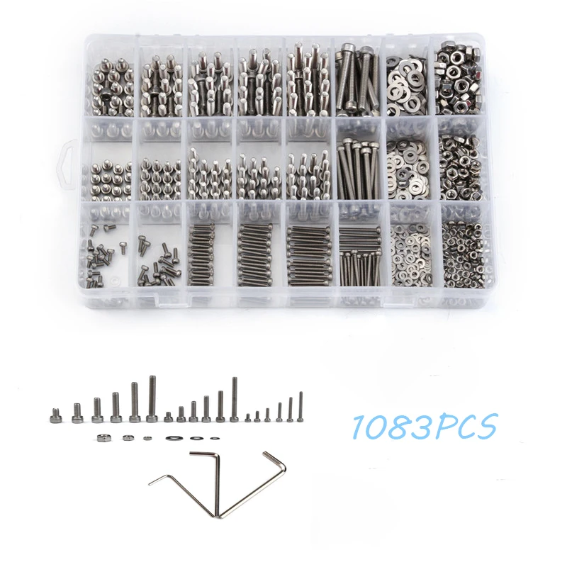 1080PCS M2/M3/M4 Stainless Steel Fastener Hardware Hexagon Socket Head Cap Screws Flat Washer with 3PCS Nuts Wrench Kit
1080PCS M2/M3/M4 Stainless Steel Fastener Hardware Hexagon Socket Head Cap Screws Flat Washer with 3PCS Nuts Wrench Kit