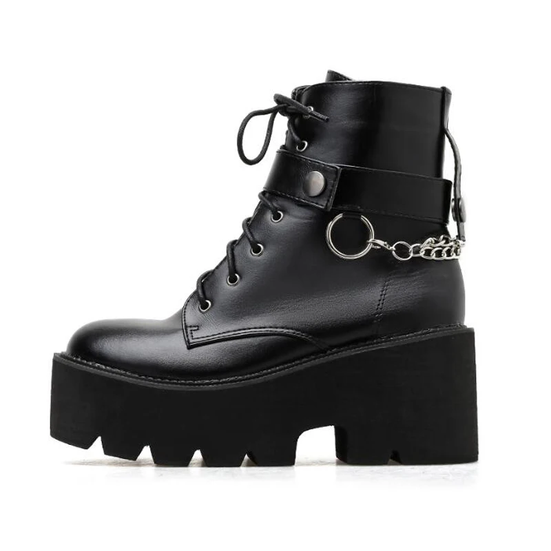 Женские ботинки со шнуровкой водонепроницаемые ковбойские черные ботильоны на