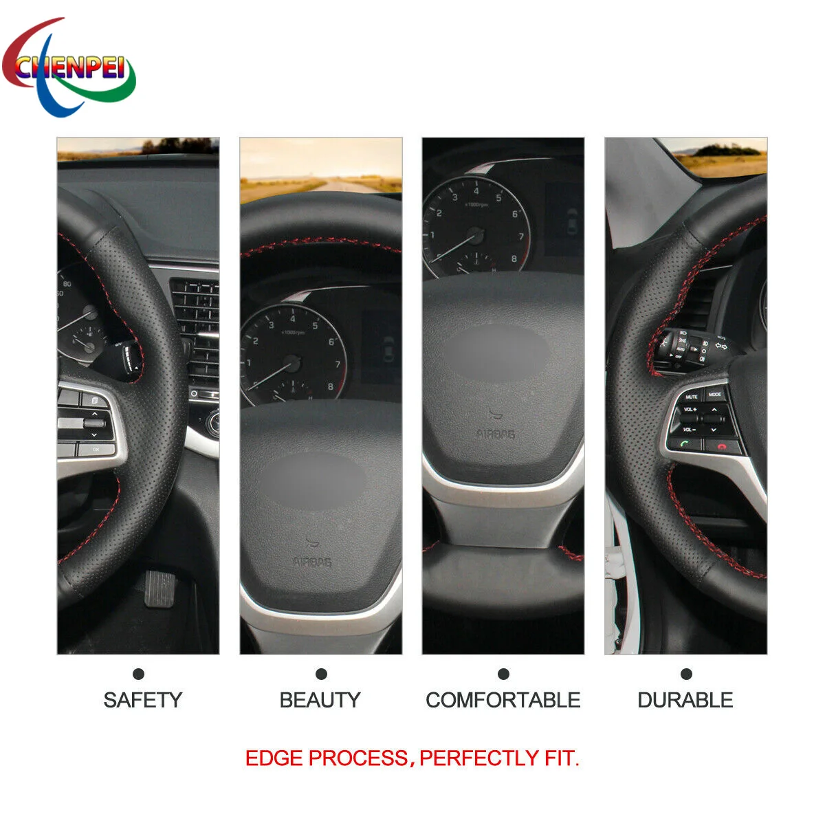 DIY Hand-Sewn Non-Slip Black Leather Car Steering Wheel Cover For Hyundai Accent Elantra Car Interior Accessories
DIY Hand-Sewn Non-Slip Black Leather Car Steering Wheel Cover For Hyundai Accent Elantra Car Interior Accessories