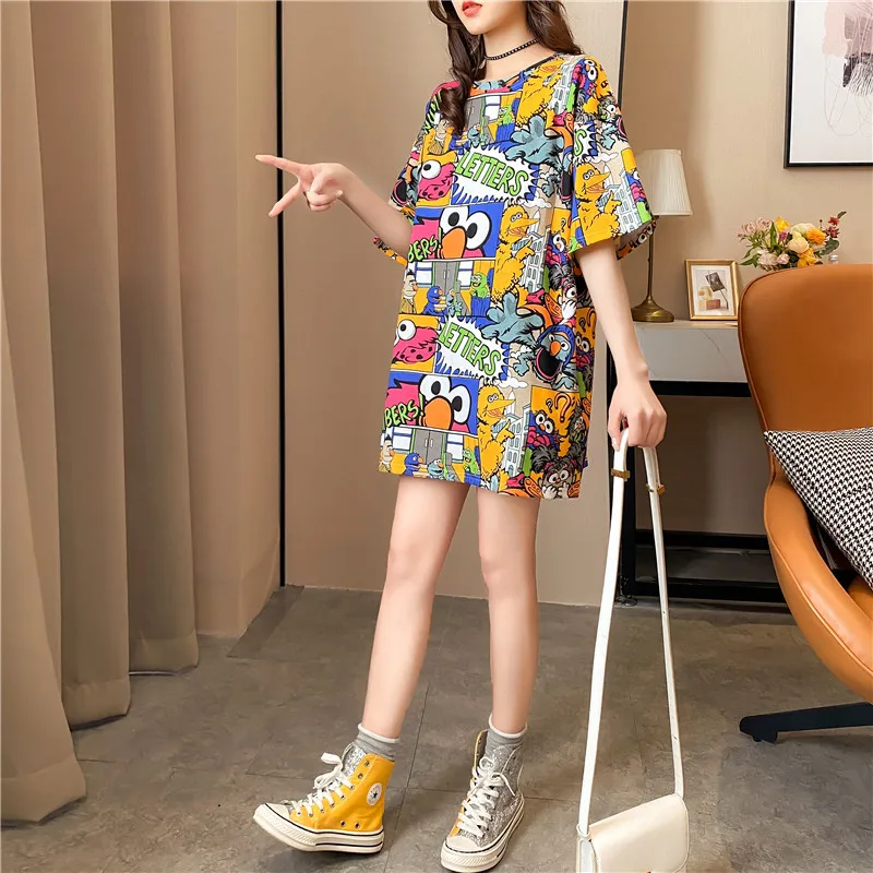 Women Pattern Dress Women Cookie Monster and Elm Print Dress Women Casual The Street Cartoon T Shirt Dress Summer 2020
Women Pattern Dress Women Cookie Monster and Elm Print Dress Women Casual The Street Cartoon T Shirt Dress Summer 2020