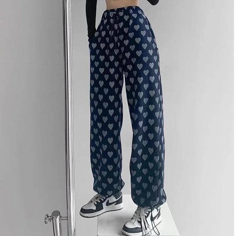 QWEEK Korean Fashion Blue Heart Print Jogging Sweatpants Women Baggy Harajuku Streetwear Joggers Sports Pants Wide Leg Trousers
QWEEK Korean Fashion Blue Heart Print Jogging Sweatpants Women Baggy Harajuku Streetwear Joggers Sports Pants Wide Leg Trousers