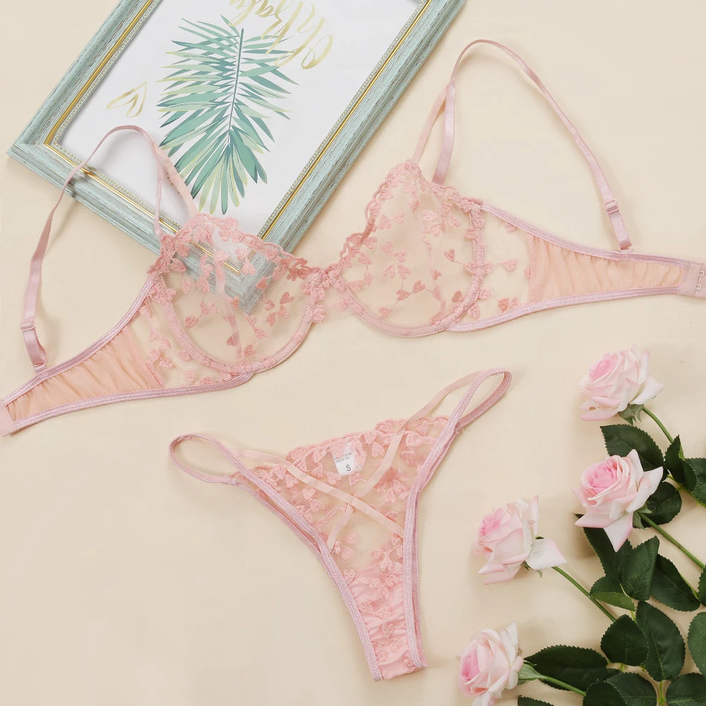 Mesh Transparent Embroidered Underwear Set Fashion Push Up Bra Panties Sets Brassiere Sexy Lace Women Lingerie 2Pcs Set
Mesh Transparent Embroidered Underwear Set Fashion Push Up Bra Panties Sets Brassiere Sexy Lace Women Lingerie 2Pcs Set