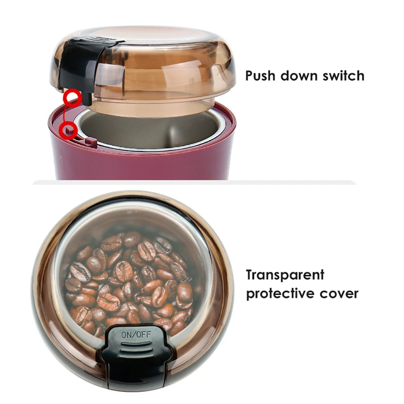 220V Mini Electric Coffee Grinder Maker Beans Mill Herbs Nuts Crusher Stainless Steel Kitchen Salt Pepper Grinder Mechine
220V Mini Electric Coffee Grinder Maker Beans Mill Herbs Nuts Crusher Stainless Steel Kitchen Salt Pepper Grinder Mechine