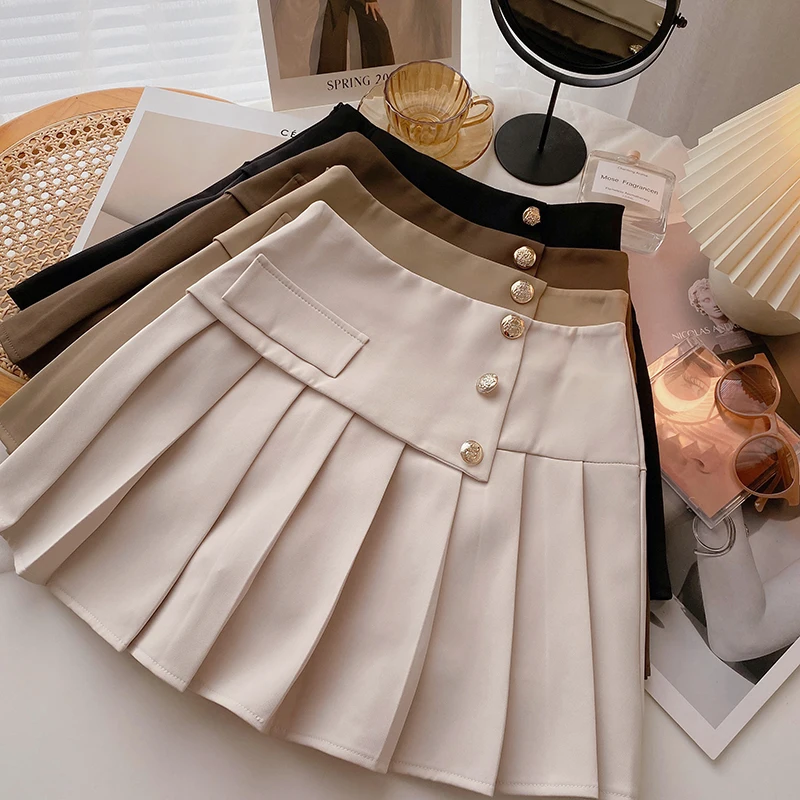 2022 Spring Summer Women Pleat Skirt Harajuku Preppy Style Solid Skirts Ladies Jupe Buttons Mini Skirt Saia Faldas 
2022 Spring Summer Women Pleat Skirt Harajuku Preppy Style Solid Skirts Ladies Jupe Buttons Mini Skirt Saia Faldas