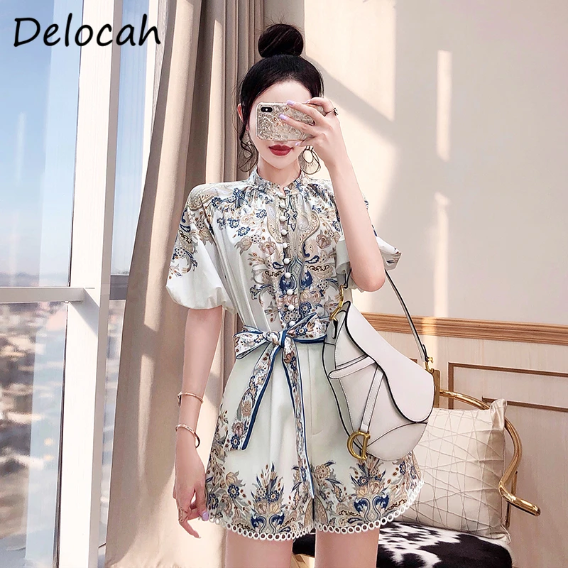 Delocah Summer Women Fashion Runway Shorts Set Lantern Sleeve Printed Loose Blouses + High Waist Printed Shorts Two Pieces Suits
Delocah Summer Women Fashion Runway Shorts Set Lantern Sleeve Printed Loose Blouses + High Waist Printed Shorts Two Pieces Suits
