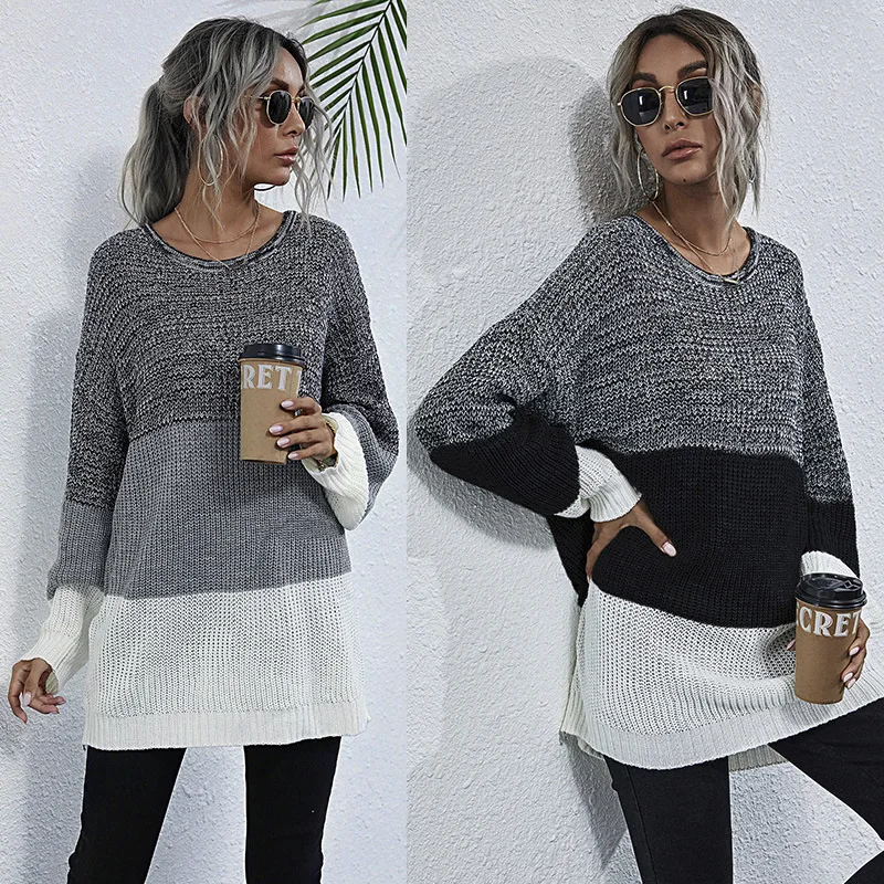 Oversized Large Loose Color Blocked Sweaters Female Spring Lightweigh Knit Jumpers O Neck Pullovers Fall Women's Clothing Tops
Oversized Large Loose Color Blocked Sweaters Female Spring Lightweigh Knit Jumpers O Neck Pullovers Fall Women's Clothing Tops