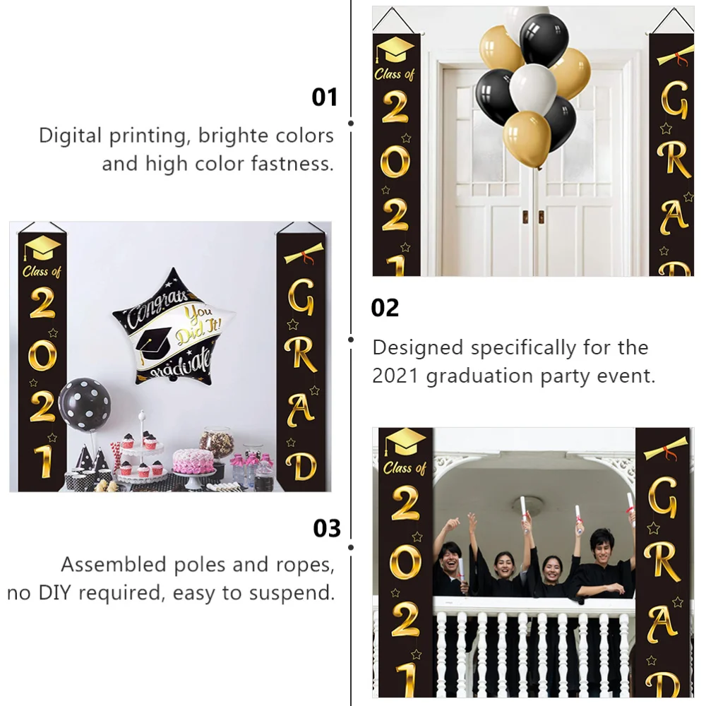 1 Pair of Graduation Party Props Practical Couplets Door Pendants (Black Golden)
1 Pair of Graduation Party Props Practical Couplets Door Pendants (Black Golden)