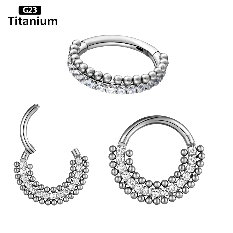 G23 Titanium Piercing Hinged Segment Nose Septum Clicker Nose Ring Earring Zircon Stone Hoop Helix Cartilage Tragus Body Jewelry
G23 Titanium Piercing Hinged Segment Nose Septum Clicker Nose Ring Earring Zircon Stone Hoop Helix Cartilage Tragus Body Jewelry