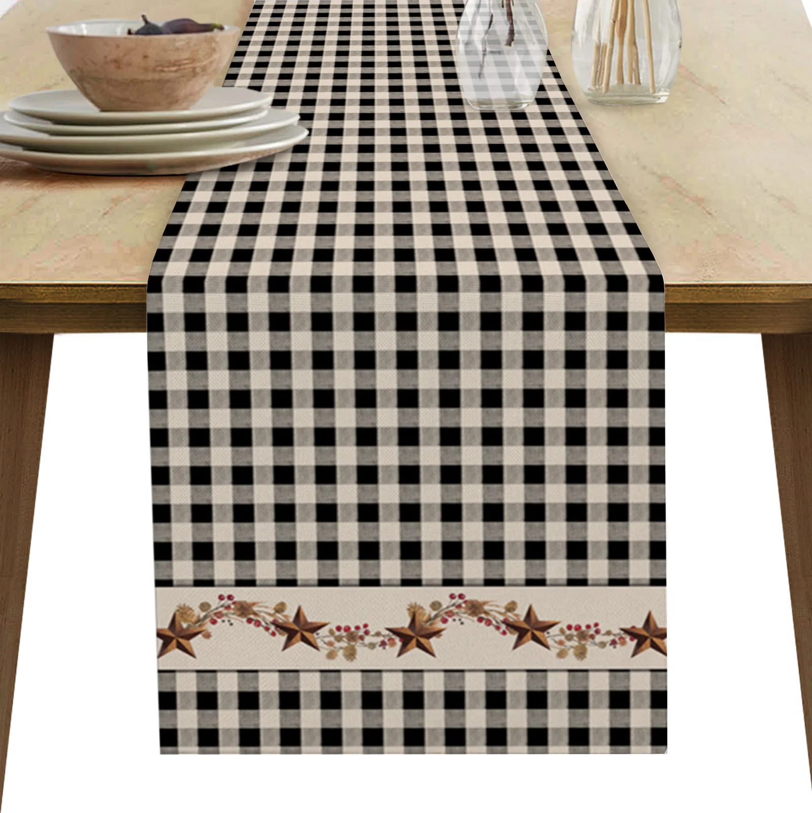 Страна Стиль Ретро осенние черные клетчатые Настольная дорожка домашняя обеденный стол Декор Подставка для столовых приборов отель свадеб... 
Страна Стиль Ретро осенние черные клетчатые Настольная дорожка домашняя обеденный стол Декор Подставка для столовых приборов отель свадеб...