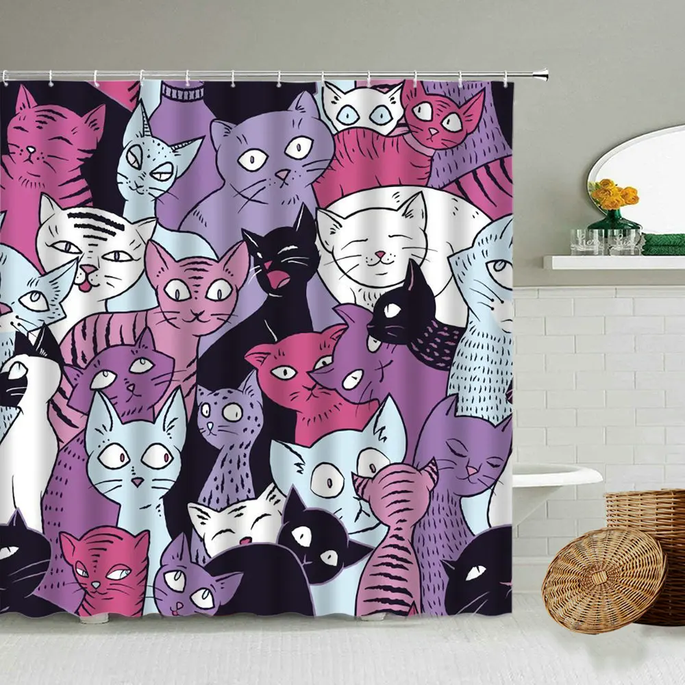 Cartoon Space Animal Cat Pattern Shower Curtain Fun Creative Children Bathroom Waterproof Polyester Screen Home Decoration Set 
Cartoon Space Animal Cat Pattern Shower Curtain Fun Creative Children Bathroom Waterproof Polyester Screen Home Decoration Set