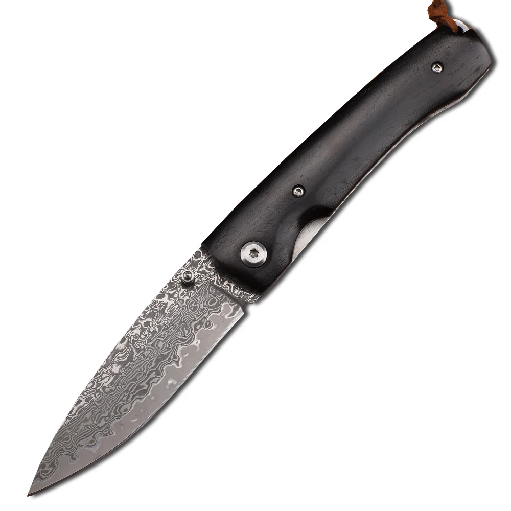 VG10 steel core Damascus blade ebony handle outdoor camping hiking hunting knife pocket fruit EDC portable high hard | Инструменты