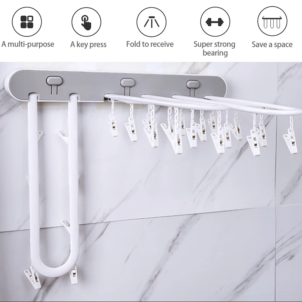 Multifunctional Drying Racks Multi-clip Punch-free Wall-mounted Folding Hanging Balcony Bathroom Laundry Storage Socks Underwear
Multifunctional Drying Racks Multi-clip Punch-free Wall-mounted Folding Hanging Balcony Bathroom Laundry Storage Socks Underwear