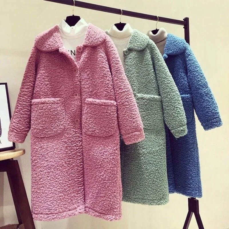 new autumn and winter lamb medium long women's versatile short thickened loose granular cashmere coat
new autumn and winter lamb medium long women's versatile short thickened loose granular cashmere coat