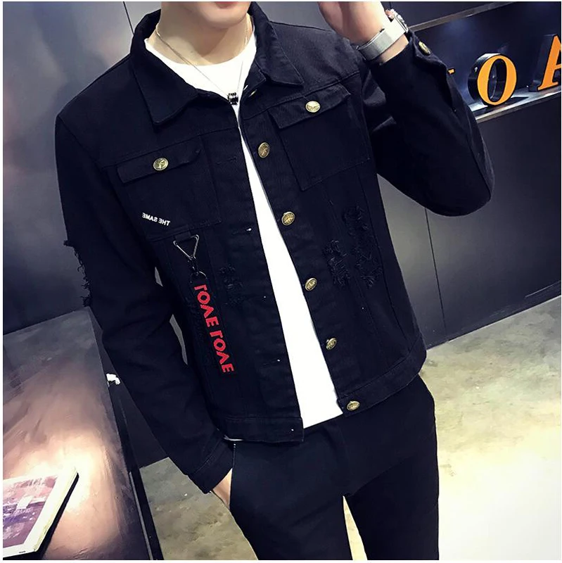 Hole denim jacket male autumn Korean version of the trend male young cowboy motorcycle long sleeve jacket
Hole denim jacket male autumn Korean version of the trend male young cowboy motorcycle long sleeve jacket