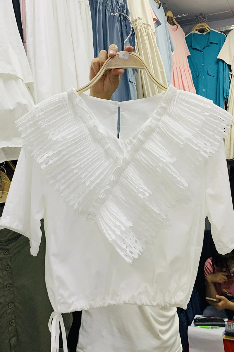 Fashion Hollow Pleated Ruffled Solid Shirt Blouse Women 2021 Summer New V-neck Drawstring Pullover Tops Short-Sleeve Crop Tops
Fashion Hollow Pleated Ruffled Solid Shirt Blouse Women 2021 Summer New V-neck Drawstring Pullover Tops Short-Sleeve Crop Tops