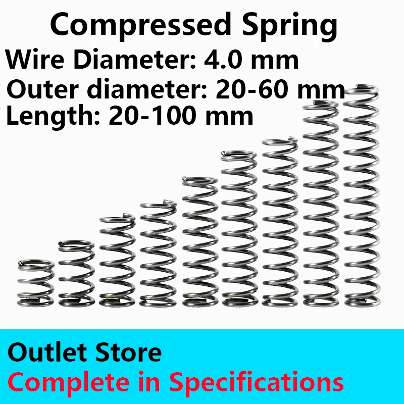 Compression Spring Wire diameter 4.0mm Outer diameter 36-60mm Pressure Spring length 20-100mm Rotor Return Spring
Compression Spring Wire diameter 4.0mm Outer diameter 36-60mm Pressure Spring length 20-100mm Rotor Return Spring