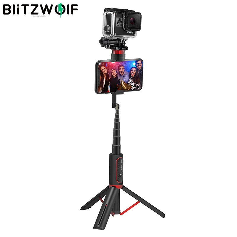 Фото Порт BlitzWolf BW BS10 S монопод для селфи с одним bluetooth штативом и 1/4 винтовым портом Gopro 7 6