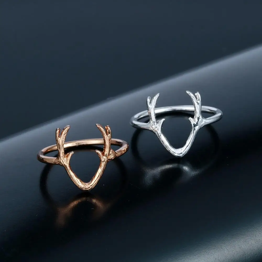 Фото Модное женское кольцо олень рога оленьи животное ювелирные изделия для девушки