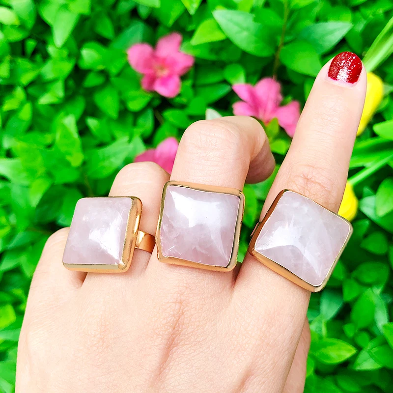 KOMI 1Pcs Pure Handmade Natural Stone Green Aventurines Rings Pink crystal Rose QuartzTemperament Female Cuff Rings Adjustable
KOMI 1Pcs Pure Handmade Natural Stone Green Aventurines Rings Pink crystal Rose QuartzTemperament Female Cuff Rings Adjustable