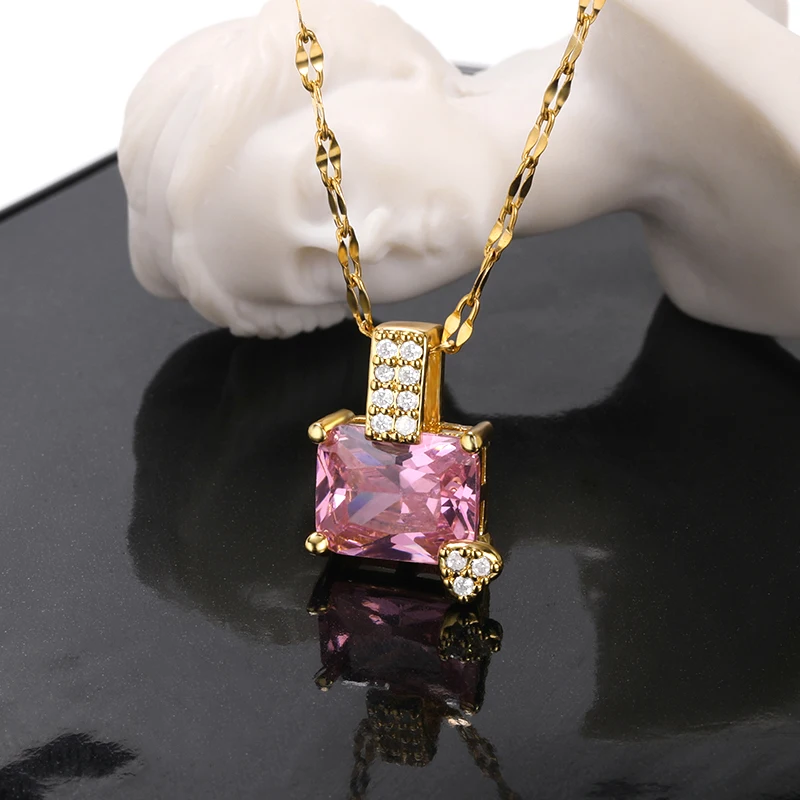 Pink Square Zirconium Necklace For Woman Stainless Steel Gold Choker Party Wedding Couple Pendant Women Jewelry Gift 2021
Pink Square Zirconium Necklace For Woman Stainless Steel Gold Choker Party Wedding Couple Pendant Women Jewelry Gift 2021