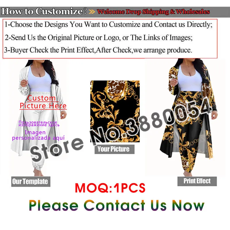 

Noisydesigns Custom Women's Trench Coat Cardigan Office Lady Spring Autumn Girls Outwear Long Pants Tops Suits 4XL Dropshipping