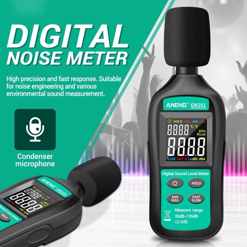 ANENG Digital Noise Meter Sound Level Meter 35-135 db Decibel Monitor Intelligent Logger Diagnostic Tool GN101
ANENG Digital Noise Meter Sound Level Meter 35-135 db Decibel Monitor Intelligent Logger Diagnostic Tool GN101