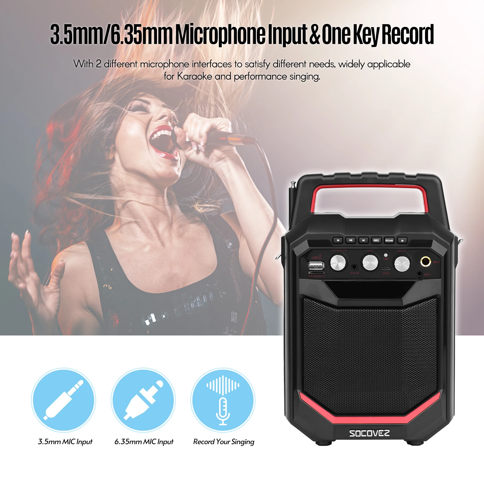 Wireless BT Music Speaker 20W LED Screen with FM Radio Record Function Echo Effect Support U Flash Disk TF Card AUX Input
Wireless BT Music Speaker 20W LED Screen with FM Radio Record Function Echo Effect Support U Flash Disk TF Card AUX Input