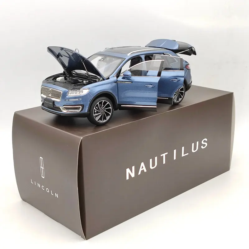 Оригинал 1:18 для L ~ coln Nautilus 2018 Blue Luxury SUV литая модель Модель Коллекция игрушек