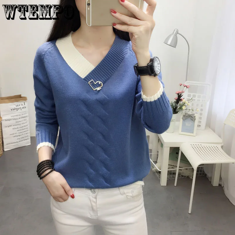 Women Knitted Sweaters Pullovers Casual Long Sleeve Women Warm V-Neck Fall Jumper Korea Twist Famale Solid Pull Sweaters
Women Knitted Sweaters Pullovers Casual Long Sleeve Women Warm V-Neck Fall Jumper Korea Twist Famale Solid Pull Sweaters