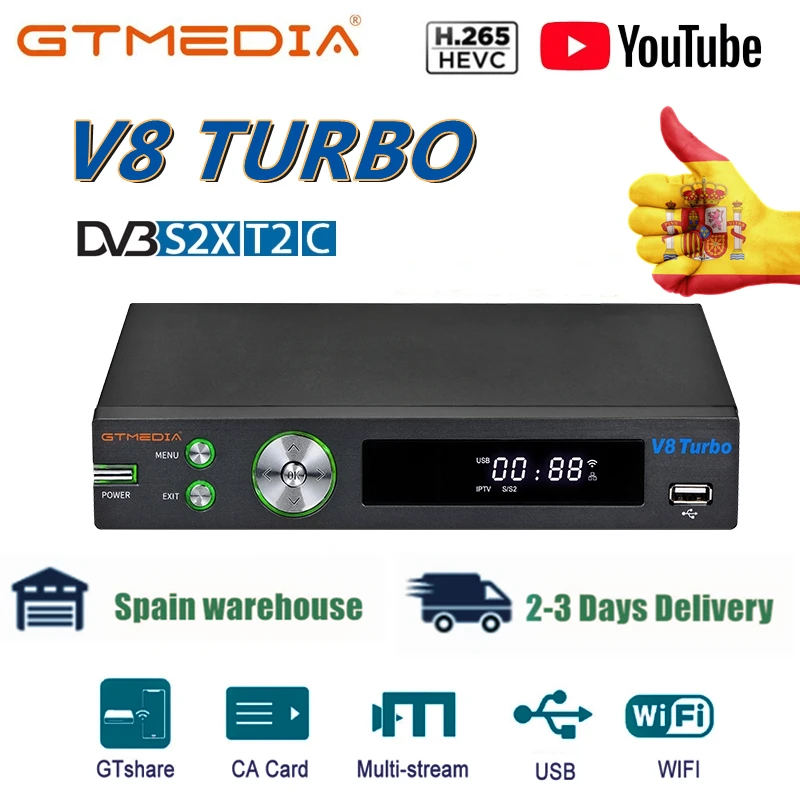 GTMEDIA V8 Turbo DVB-S2/S2X/T2/Cable/J.83B Satellite Receiver WIFI H.265 Support CA card slot Unicable multi-room PK V8 Pro2
GTMEDIA V8 Turbo DVB-S2/S2X/T2/Cable/J.83B Satellite Receiver WIFI H.265 Support CA card slot Unicable multi-room PK V8 Pro2