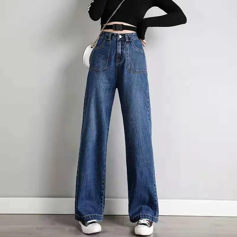 Women's Retro High waist jeans, wide leg jeans, blue street clothes, straight pants
Women's Retro High waist jeans, wide leg jeans, blue street clothes, straight pants