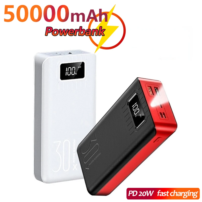 50000mAh Mobile Power Bank with Digital Display Flashlight 2USB One-way Fast Charging Portable External Battery Fast Charging
50000mAh Mobile Power Bank with Digital Display Flashlight 2USB One-way Fast Charging Portable External Battery Fast Charging