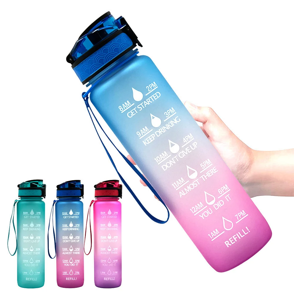 Sports Water Bottle Matte Gradient Outdoor Travel Portable Leakproof Drinkware Plastic Bottle with Time Stamp Drink Water Bottle
Sports Water Bottle Matte Gradient Outdoor Travel Portable Leakproof Drinkware Plastic Bottle with Time Stamp Drink Water Bottle