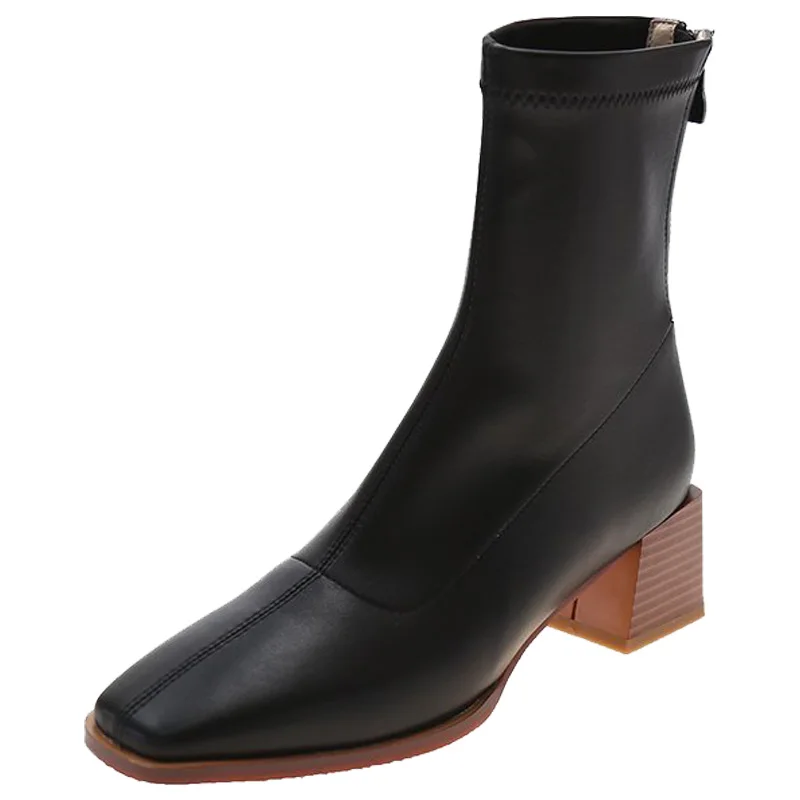 Square toe boots Women's ankle boots autumn all-matching stretch medium thick heel fleece-lined cotton stretch skinny boots
Square toe boots Women's ankle boots autumn all-matching stretch medium thick heel fleece-lined cotton stretch skinny boots