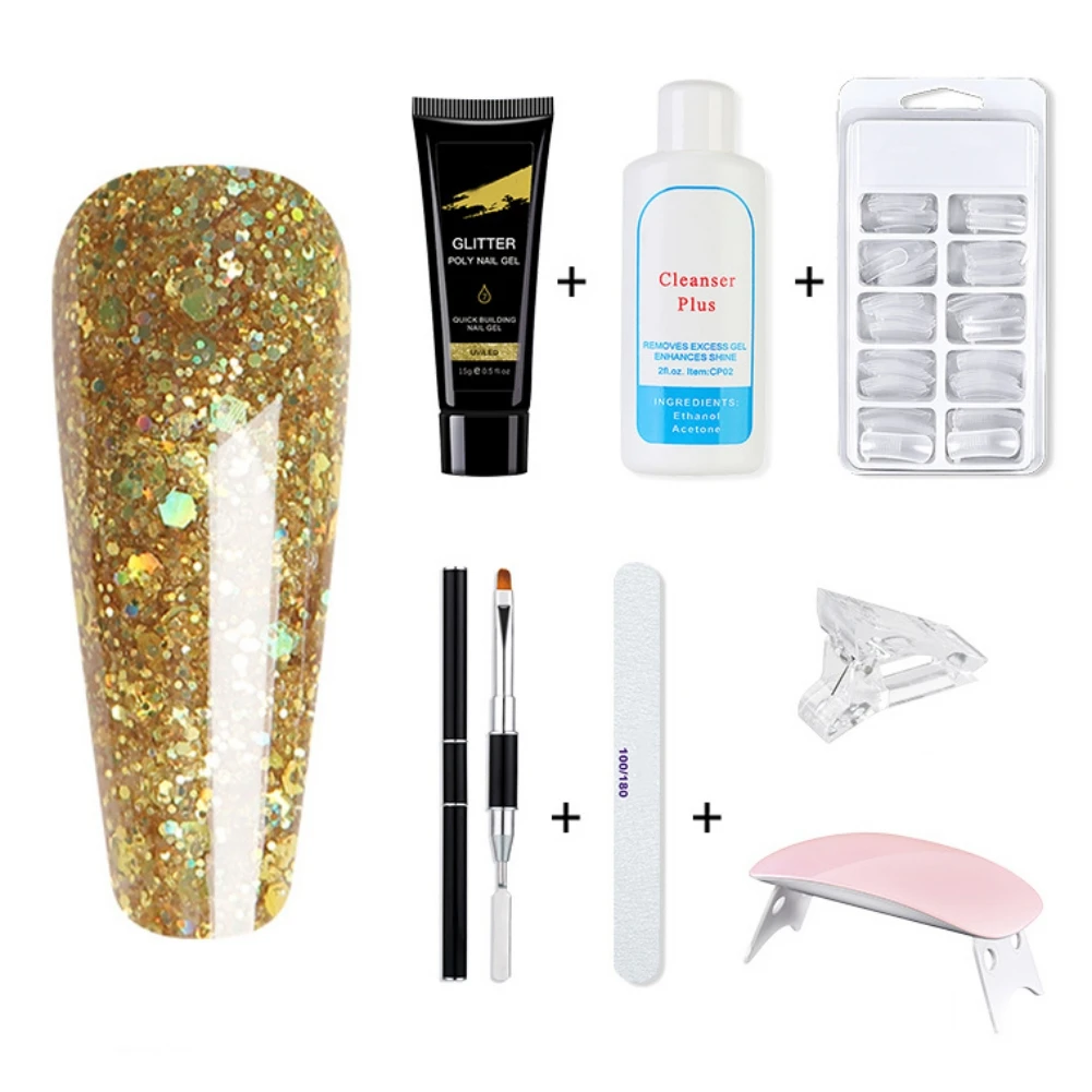 DIY Regular Color Nail Gel Kit Enhancement Extension Glitter Nail Extension for Nail Tools Set
DIY Regular Color Nail Gel Kit Enhancement Extension Glitter Nail Extension for Nail Tools Set