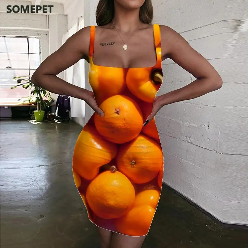 SOMEPET Food Dresses Women Orange Ladies Dresses Creativity Halter Sleeveless Art Vestido Sexy Womens Clothing Summer Beach
SOMEPET Food Dresses Women Orange Ladies Dresses Creativity Halter Sleeveless Art Vestido Sexy Womens Clothing Summer Beach
