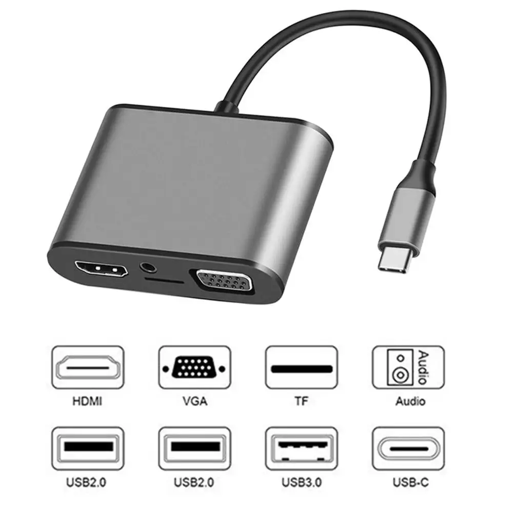 8-in-1 USB Hub Type-C to HDMI-compatibleVGA Adapter Thunderbolt 3 PD TF 3.5MM Reader for MacBook
8-in-1 USB Hub Type-C to HDMI-compatibleVGA Adapter Thunderbolt 3 PD TF 3.5MM Reader for MacBook