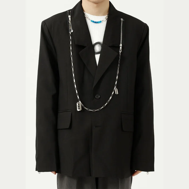 Men's Chain Zipper Loose Casual Blazers Oversize Korean Streetwear Fashion Hip Hop Suit Jacket Male Dance Suit Coat Blazer
Men's Chain Zipper Loose Casual Blazers Oversize Korean Streetwear Fashion Hip Hop Suit Jacket Male Dance Suit Coat Blazer