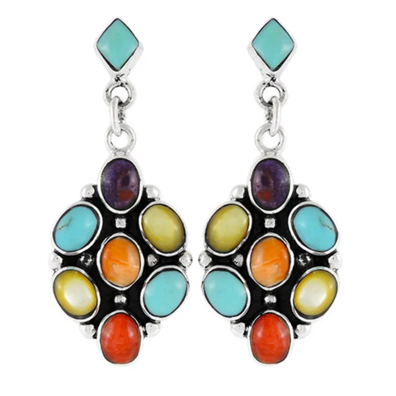 Earrings for women Fashion vintage silver color natural gemstone pink turquoise earrings bohemian style hook earrings jewelry
Earrings for women Fashion vintage silver color natural gemstone pink turquoise earrings bohemian style hook earrings jewelry