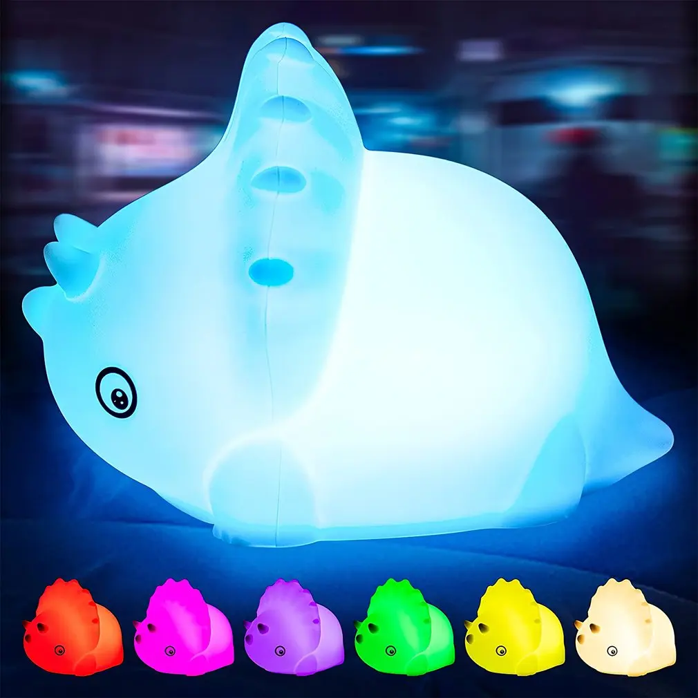 Cute Dinosaur LED Night Light Silicone Pat Light Colorful Night Lamp Color Changing Silicone Baby Night Light Children Gift
Cute Dinosaur LED Night Light Silicone Pat Light Colorful Night Lamp Color Changing Silicone Baby Night Light Children Gift