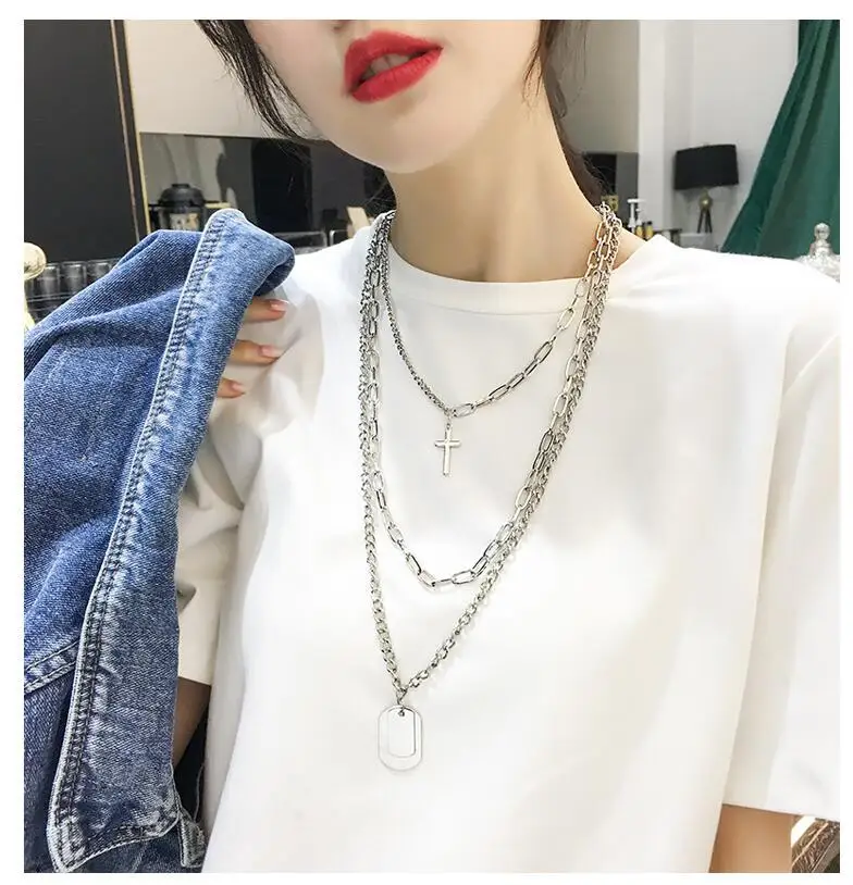 New Personality Cross Square Metal Multilayer Hip Hop Long Chain Cool Simple Charm Necklace For Women Men Jewelry Gifts
New Personality Cross Square Metal Multilayer Hip Hop Long Chain Cool Simple Charm Necklace For Women Men Jewelry Gifts