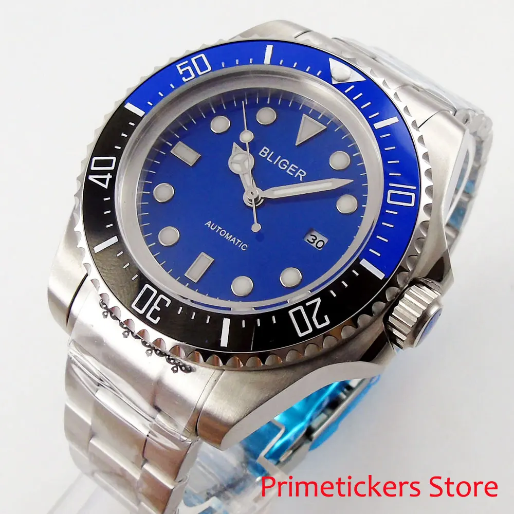 Blue dial black blue ceramic rotating bezel 44mm date BLIGER automatic movement wristwatch
Blue dial black blue ceramic rotating bezel 44mm date BLIGER automatic movement wristwatch