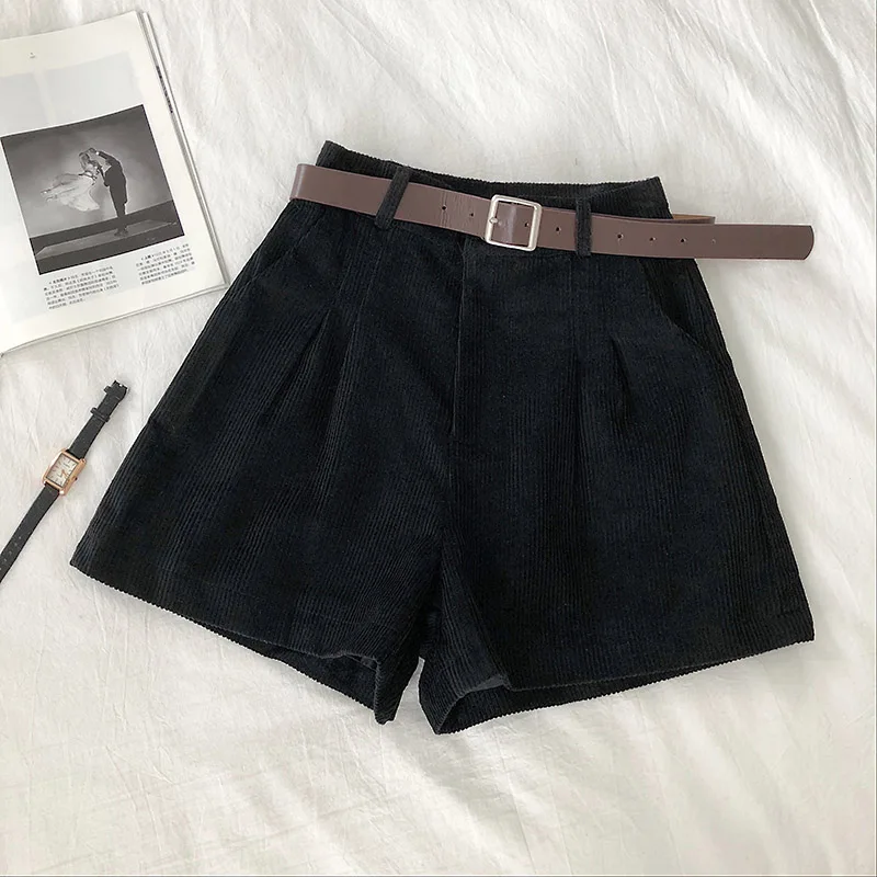 Vintag Corduroy Shorts Female 2019 Autumn and Winter New Korean Casual Wild High waist Young Girl Wide leg Shorts with Belt
Vintag Corduroy Shorts Female 2019 Autumn and Winter New Korean Casual Wild High waist Young Girl Wide leg Shorts with Belt