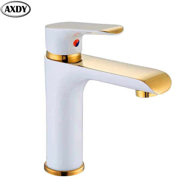 Basin Faucet Brass White Gold Paint Single Handle Hot Cold Water Tap Bathroom Vanity Vessel Sink Washbasin Bathtub Mixer Spout 
Basin Faucet Brass White Gold Paint Single Handle Hot Cold Water Tap Bathroom Vanity Vessel Sink Washbasin Bathtub Mixer Spout