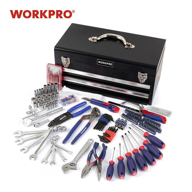 WORKPRO 229 шт. набор металлических инструментов SAE Набор домашних бытовые