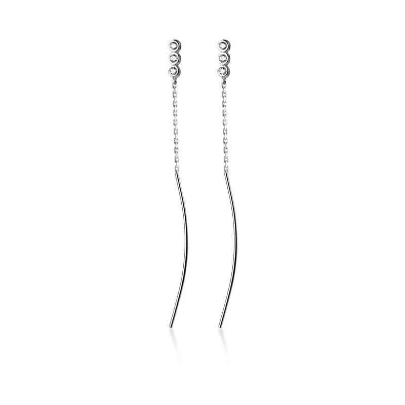 Genuine 925 Sterling Silver Three Zircons Pull Through Earrings Dainty Drop Earring for Women Girls Hypoallergenic Jewelry
Genuine 925 Sterling Silver Three Zircons Pull Through Earrings Dainty Drop Earring for Women Girls Hypoallergenic Jewelry