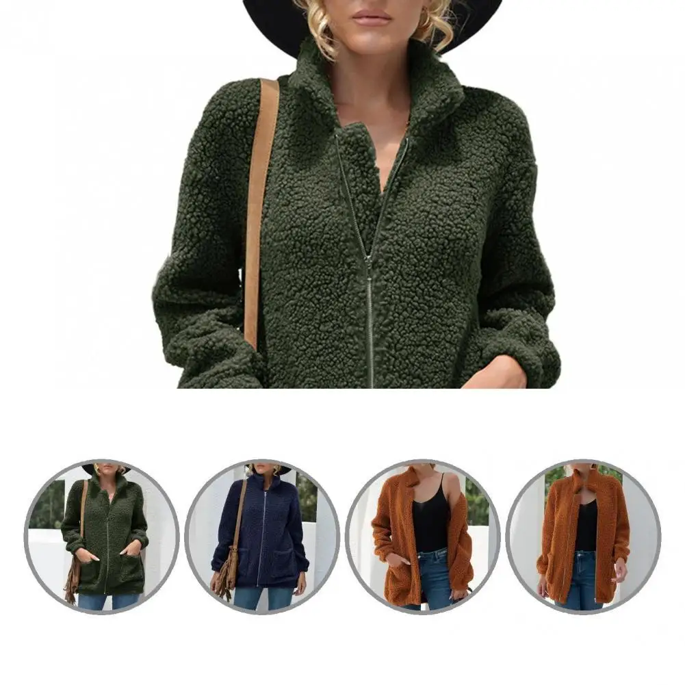 Autumn Winter Chic Zipper Closure Women Fleece Jacket Comfy Winter Coat Stand Collar for Holiday
Autumn Winter Chic Zipper Closure Women Fleece Jacket Comfy Winter Coat Stand Collar for Holiday