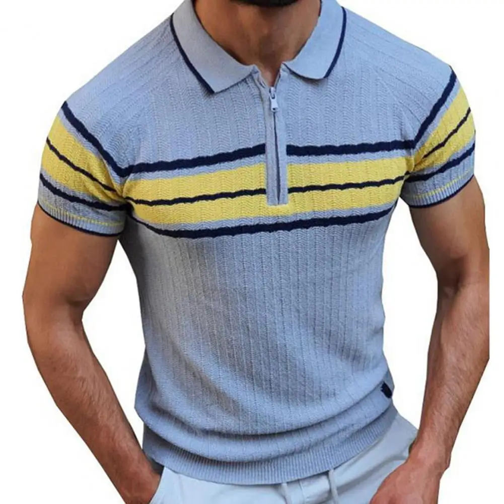 Summer Men Shirt Knitted Contrast Color Short Sleeve Lapel Zipper Striped Plus Size Comfortable Shirts Summer Streetwear XXXL
Summer Men Shirt Knitted Contrast Color Short Sleeve Lapel Zipper Striped Plus Size Comfortable Shirts Summer Streetwear XXXL