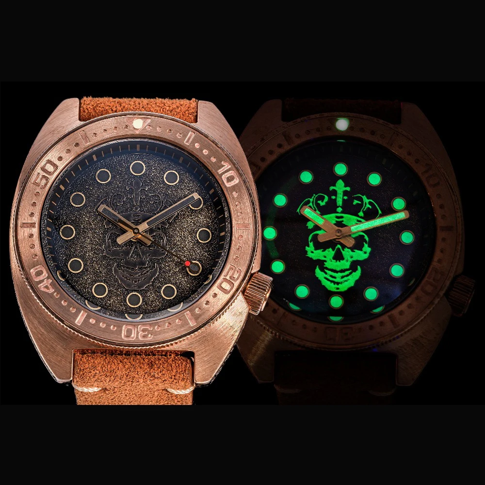 SHIRRYU Bronze Turtle Diving Watch Sapphire Crystal Black Skeleton Dial Engrave CuSn8 Case AH35A 200M Dive Mechanical Watches
SHIRRYU Bronze Turtle Diving Watch Sapphire Crystal Black Skeleton Dial Engrave CuSn8 Case AH35A 200M Dive Mechanical Watches
