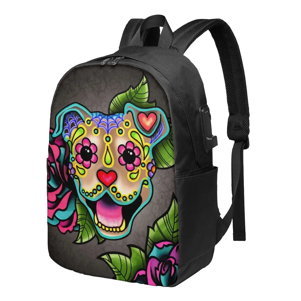 Smiling Pit Bull In Fawn Day Of The Dead Backpacks Happy Dog Camping Youth Soft Backpack Basic Charger USB Bags
Smiling Pit Bull In Fawn Day Of The Dead Backpacks Happy Dog Camping Youth Soft Backpack Basic Charger USB Bags